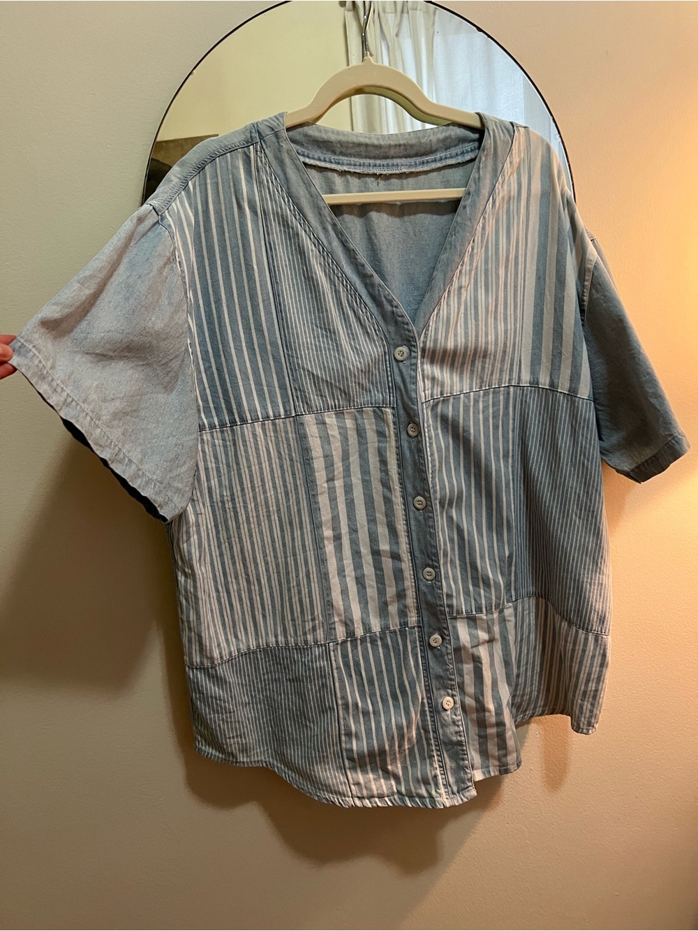 Vintage 100% cotton denim baseball shirt jersey XL